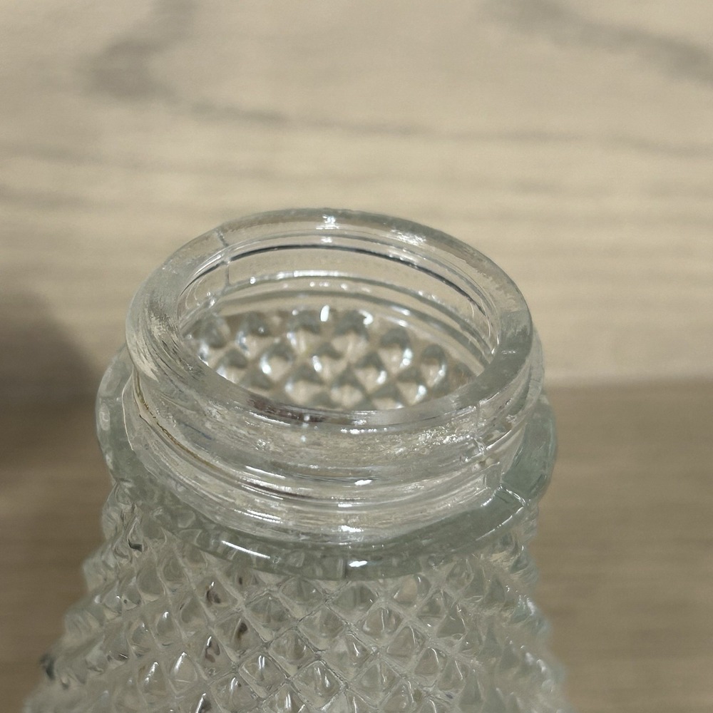 Vintage Diamond Cut Glass Diner Syrup Sugar or Honey Container Dispenser Bottle - Picture 6 of 8